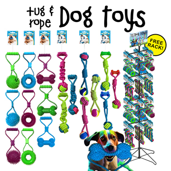 144pc Dog Pull Toys Display 8 assorted