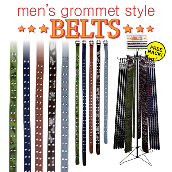 72pc Men's Grommet Style Belt Display