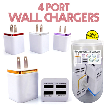 12pc Wall 4 Way Power Adapter Home Charger Cable Tub