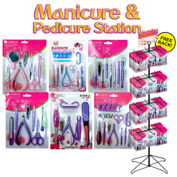 144pc Manicure & Pedicure sets on display