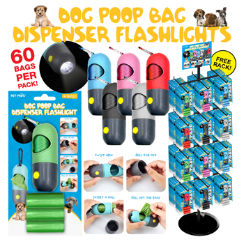 96 pc Poop Bag Dispenser with LED Light & 4 rolls