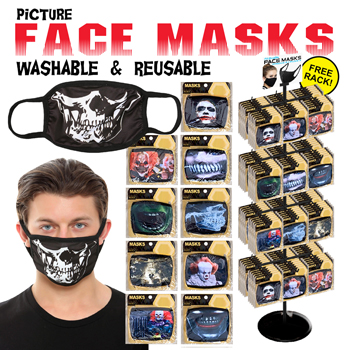 288pc Face Masks with Patterns Display