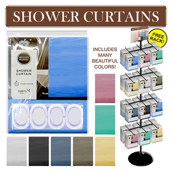100pc Shower Curtain & Hooks Display