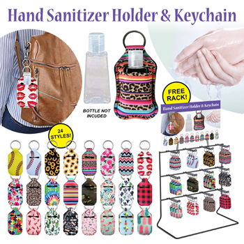 288pc Sanitizer Holder Key Chain Display - 24 styles