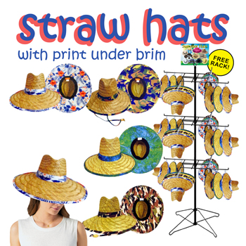 48pc Straw Hats Display 4 prints