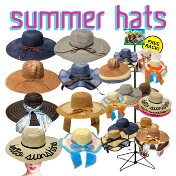 96pc Summer Hats Men's and Ladies Display