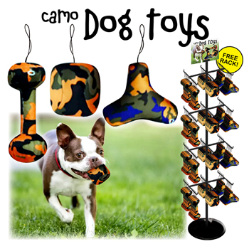 120pc Dog Camo Toys Display - 3 assorted