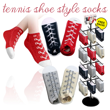 288pc Tennis Shoe Socks Display