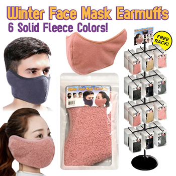 288pc Winter Fleece Face Mask & Earmuff Display