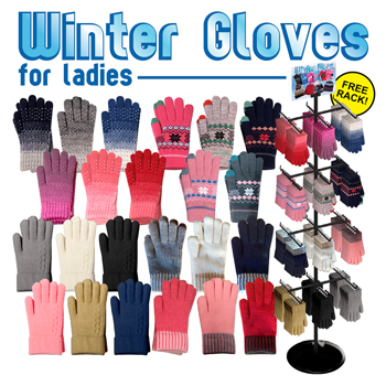 144pc Fancy Ladies Winter Glove Display