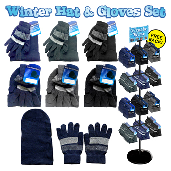 144pc Winter Hat & Glove Set Display