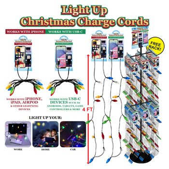 48pc, 48" Christmas Lights USB Phone Charger Display
