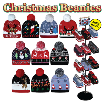 240pc Christmas Beanie Display - adult sizes
