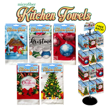 300pc Kitchen Towels Christmas Display