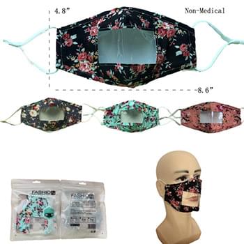 Transparent Floral Face Mask 4 Assorted Patterns