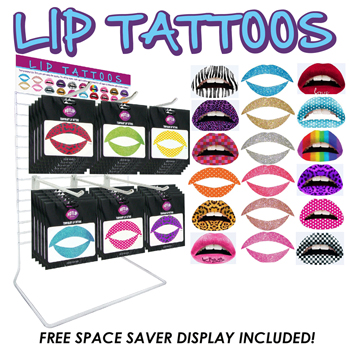 96pc Lip Tattoo Counter Display