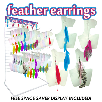 96pc Feather Earrings Counter Display
