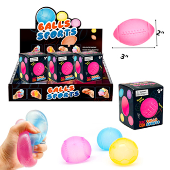 Sports Balls Squishy12pc Per PDQ
4"x3" Football and 4"x2.5" Baseball