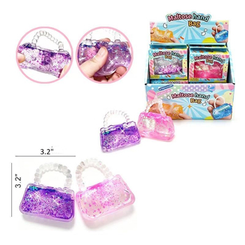 3.4"  Glitter Maltose Hand Bag 12pc Per PDQ