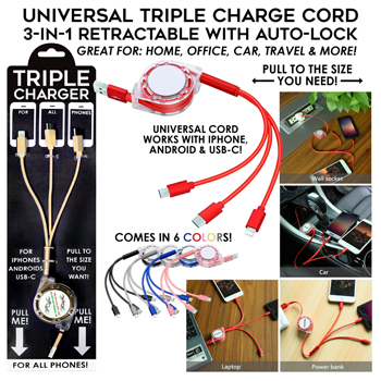 3 In 1 Triple Universal Cord Pull Out Wheel