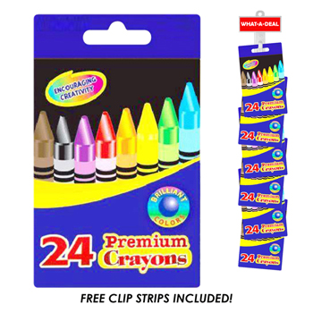 24pc Premium 24pc Crayons with 2 clip strip