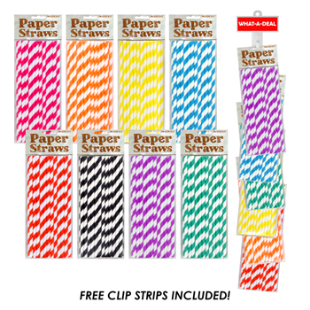 24pc Paper Straws 36 pack with 2 clip strips