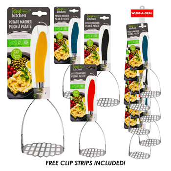 36pcs Ideal Kitchen Stainless Steel Masher with 3 clip strips