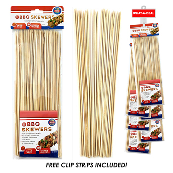 36pcs 100 Pc Bamboo Skewers 11.8" each  with 3 clip strips