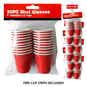 36pcs 20 Pack Red Shot Cups  2"  with 3 clip strips