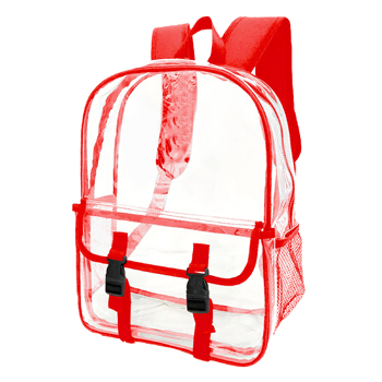 Clear Backpack with Red Trim