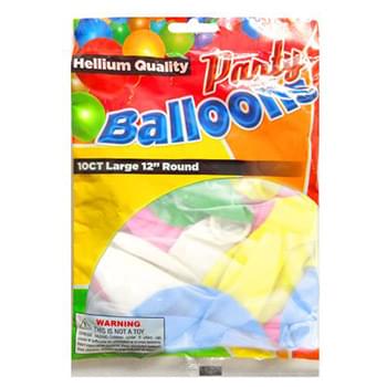 10 Pc 12" Assorted Round Colors Balloons