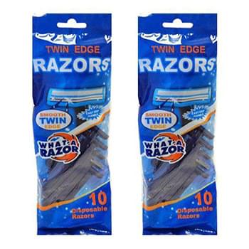 10 Pk Twin Blade Blue Mens Razors