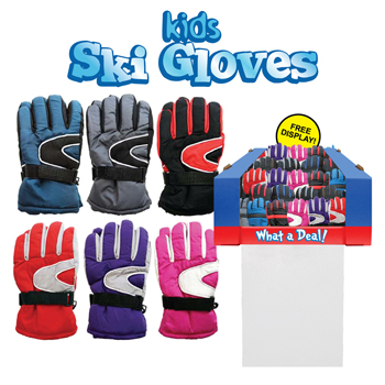 120pc Ski Gloves For Large Children Display