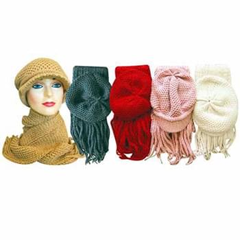 Knit Hat + Scarf Set For Ladies
