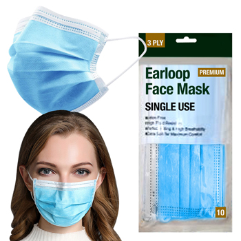 10 pack 3-ply Blue Face Masks