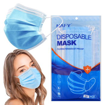 10 pack 3-Ply Blue Face Masks
