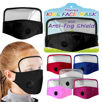 Kids Face Mask with Anti-Fog Shield - Asst Colors