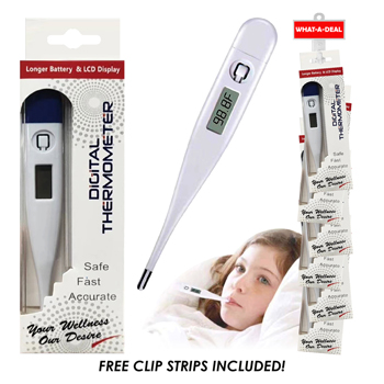 144 Pc Digital Oral Thermometer With Clip Strips