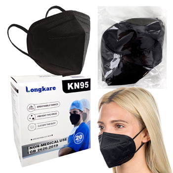 20 Pack KN95 Black Masks (individually packed) with Color Box