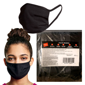 Hanes  - 100% Cotton Black Face Masks