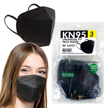 3 pack KN95 Black Face Mask