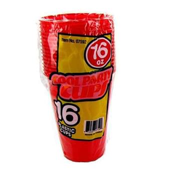 16Oz 16Pc Red Plastic Cups