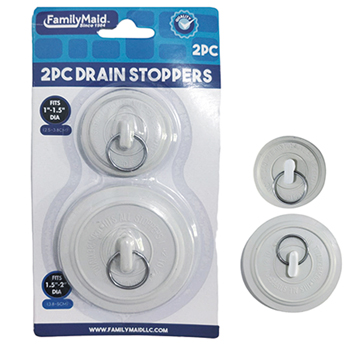 2 Pc Sink and Drain Stopper 1.5 + 2.0" White