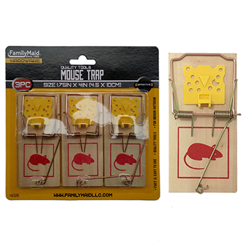 3 Pack Wood Mouse Traps 1.75" x 4" each