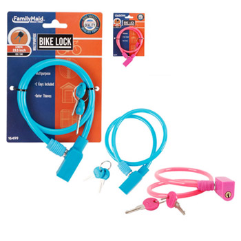 Bike Cable Lock with 2 Keys Pink and Blue