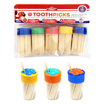 5 Pack Toothpicks with Dispencers 150 pc each