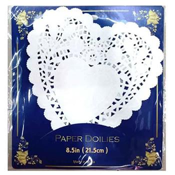 Heart shaped paper doilies - 20pk