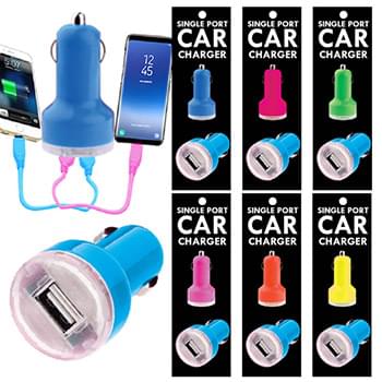 Single Port Car Charger 6 colors carded
