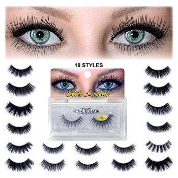 Eyelashes in plastic box - 18 assorted styles