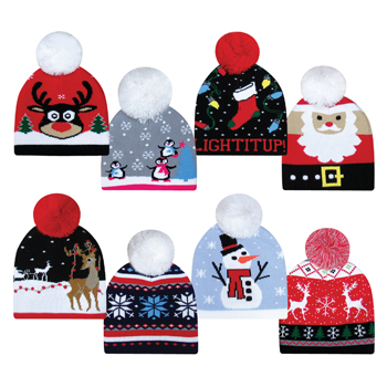 Beanies with Pom Poms - 8 assorted styles